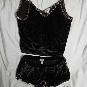 PINK Victoria's Secret Black Velvet Pajama Set